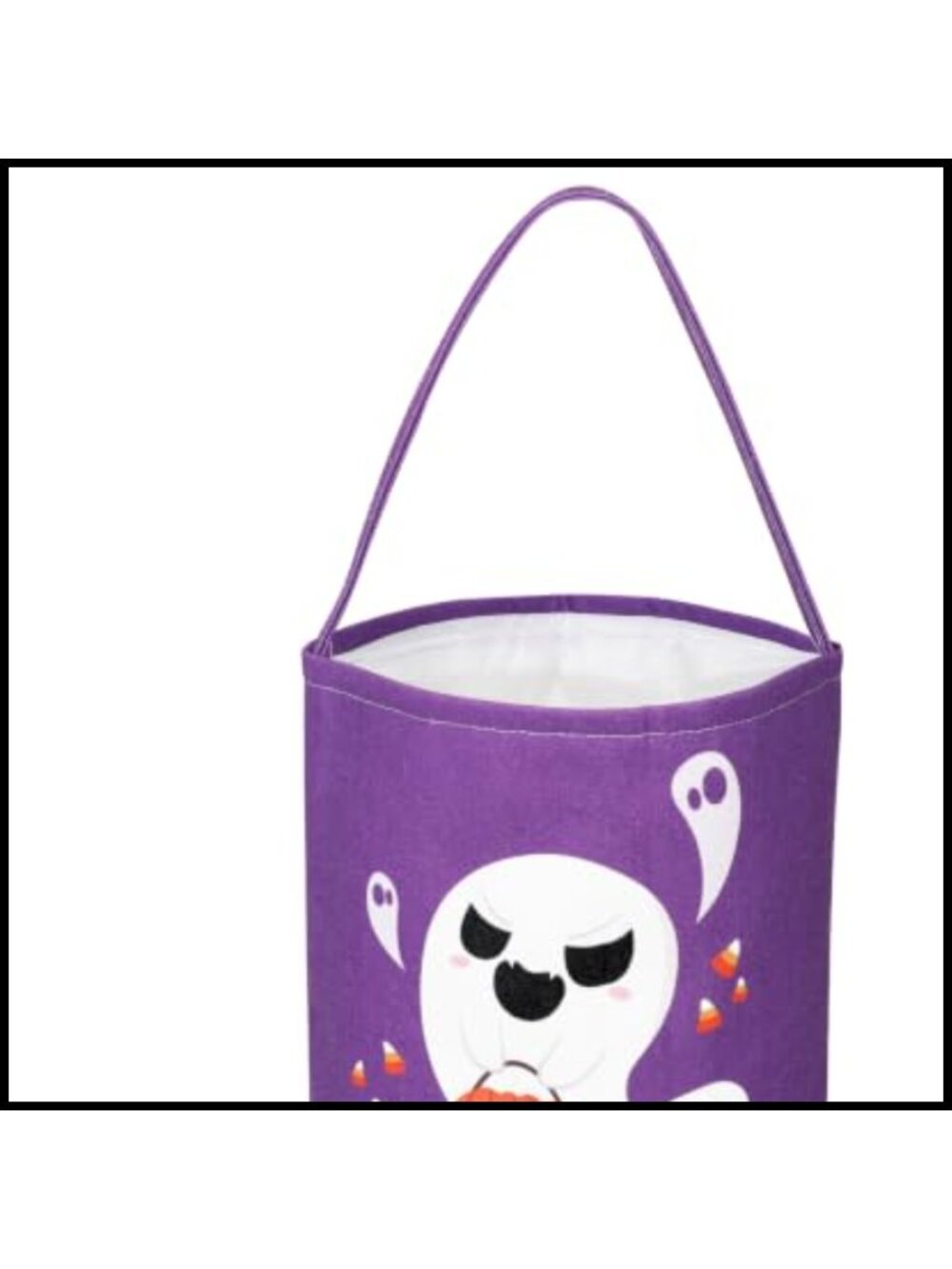Canvas Halloween Ghost Candy Tote Bucket Foldable Reusable Trick or Treat Bag